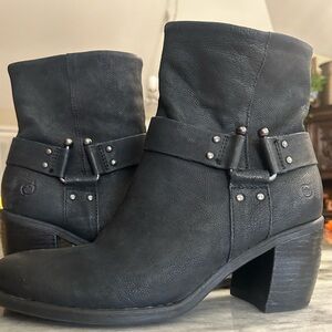 b.o.c. Black Leather Studded Harness Ankle Boots
